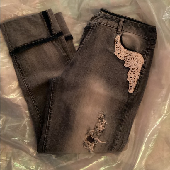 Ruff Hewn Light Blue Jeans with Lace Trim Pockets - Picture 9 of 10